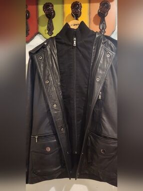Made In Italy Leather Jacket Custom, Removable Hood & Tons Of Pockets Small Med